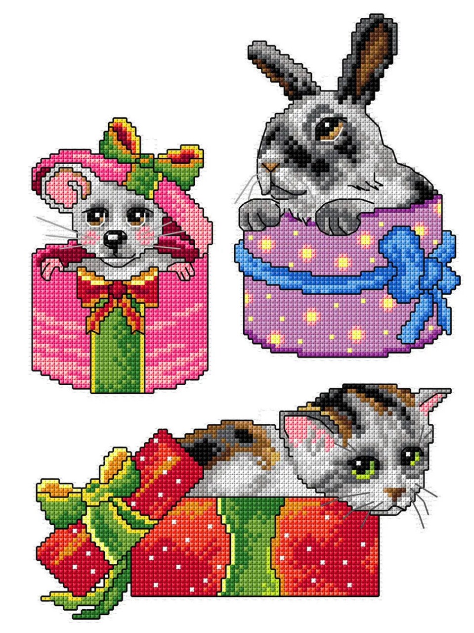 Pets inside Gifts Counted cross stitch kit with plastic canvas